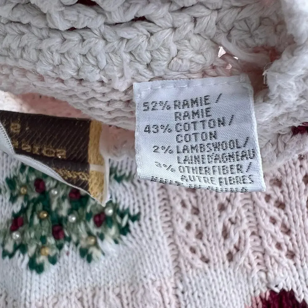 VTG 90s Hand Knit Christmas Sweater Grandmacore Cottagecore Marisa Christina S - Picture 6 of 8